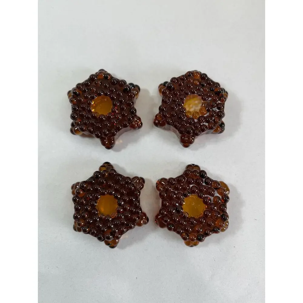 Amber Glass Star Votives Set of 4 Rustic Wedding Centerpiece Candle Holders